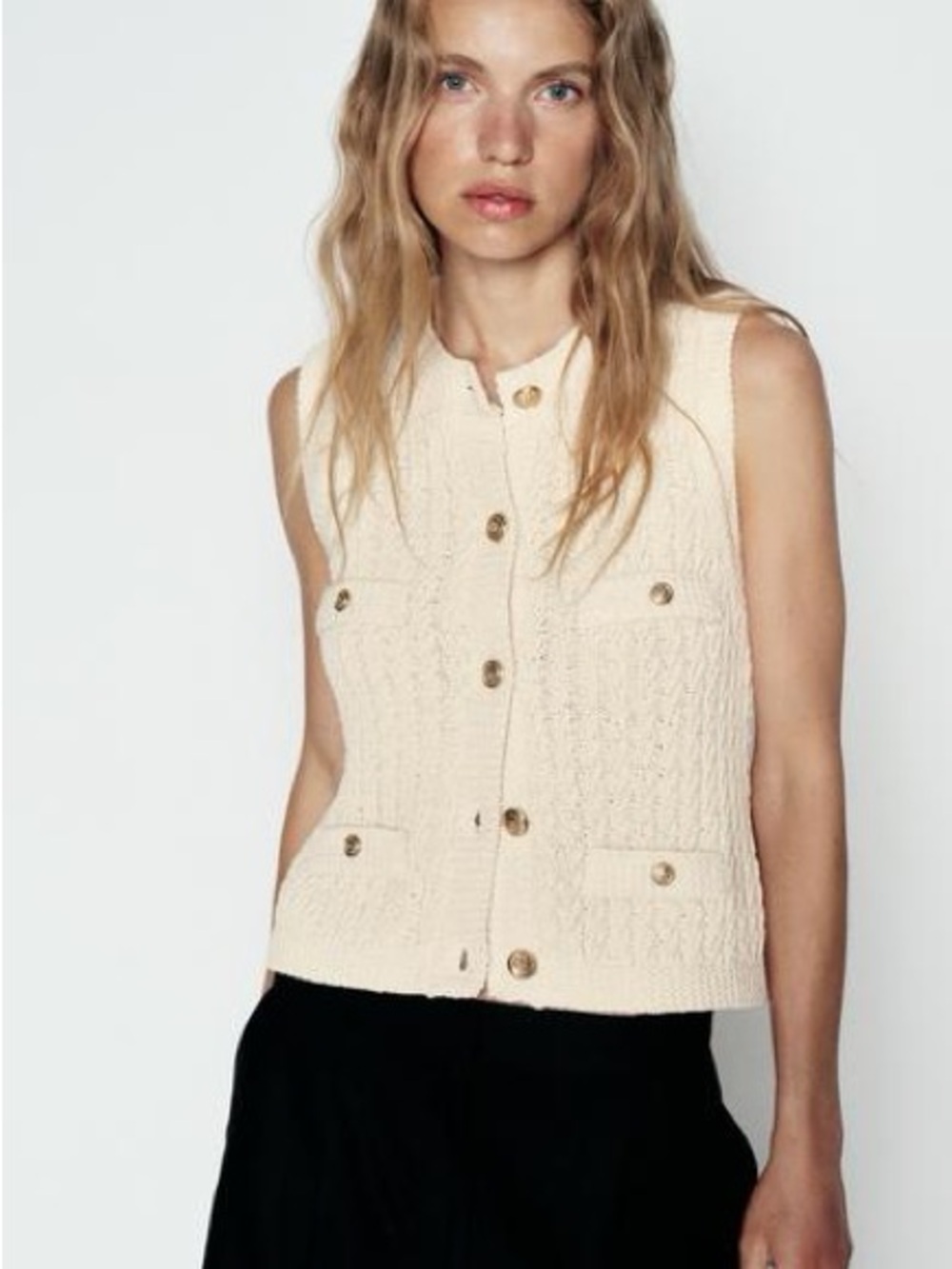 Zara Cream Cable Knit Top